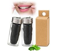 2PCS Natural Mint Bamboo Charcoal Dental Floss,Dental Floss Tape,Bamboo Flo-Ss,With Glass Holder,Easy Glide Feeling Fresh Flavour,For Teeth Cleaning,For Sensitive Teeth,Remove Stains,Mint Flavour(30m)