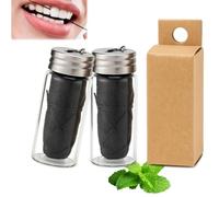 2PCS Natural Mint Bamboo Dental Floss,Plastic Free Teeth Floss,Dental F-Loss Tape,Silk Fl-OSS with Glass Box,Easy Glide Feeling Fresh Flavour,Deep Cleaning of Gaps and Surfaces Between Teeth,(30m*2)