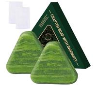 2Pcs Natural Shampoo Bar Triangle, Usman Grass Shampoo Bars, Calming & Strengns Hair for Women and Men Bar