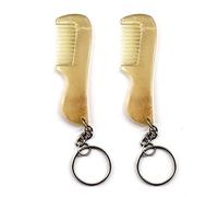2Pcs Natural Sheep Horn Keychain Comb Keyring Cute Small Keychain Pendant for Men Women Bag Car Keys Creative Gift Comb Keychain Pendants