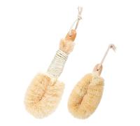 2Pcs Natural Sisal Body Brush Set - Exfoliating Dry & Wet Bath Scrubber (120g)