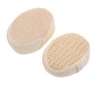 2pcs Natural Sisal Oval Body Scrub Sponge for Shower Deep Cleaning | Ergonomic Beige Shape, Dot Texture and Sponge Core, for Arms, Back, Kitchen Surface Scrubbing