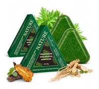 2Pcs Natural Triangle Shampoo Bar - Seven Green Herbal Solid Shampoo Soap with Usman Grass, Vegan Scalp Care Cleansing Bar for Stronger-Looking, Smooth Hair, Travel & Daily Wash