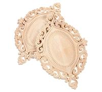 2Pcs Natural Wood Carved Corner Onlay Applique Unpainted Flower Door Decor European Style Wood Appliques for Home
