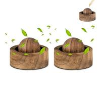 2pcs Natural Wood EssentialOil Diffuser Ball, Handcrafted Solid Wood, Portable Deodorizers Scent Diffuser for Bedroom Office Car Meditation Space, Actively Improving Air Quality
