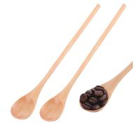 2Pcs Natural Wood Long Handle Spoons, Wooden Tasting Spoons, Birch Spoon Handcraft from Teak, Mixing Honey Spoons for Coffee, Tea, Milkshake Kitchen Stirring