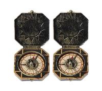 2Pcs Nautical Compass Pirate Captain Costume Halloween Party Cosplay Decoration Deft Design, Costumes, Decortions，Pirate Compass, Bronze Compasses