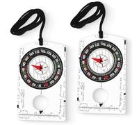 2PCS Navigation Orienteering Hiking Compass with Adjustable Declination for Accurate Orienteering,Portable Acrylic Hiking Compass with Luminous Needle, Travel Survival Tool