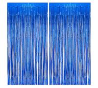 2pcs Navy Blue Glitter Tinsel Curtains, 3.2x6.5ft Shimmer Party Foil Door Curtains with Fringe Tassel Tinsel Backdrop for Birthday Disco Graduation Xmas Party Décor