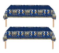 2Pcs Navy Blue Happy 1000th Birthday Party TableCloth,137*274cm Plastic Blue and Gold 100th Table Cloth for Man Men Him Birthday Table Decorations Disposable Party Tablecovers for 100 Birthday Party
