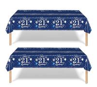 2Pcs Navy Blue Happy 21st Birthday Party Table Cloth,137*274cm Plastic 21st Birthday Table Decorations for Boys,Girls Birthday Table Cloth Disposable Tablecover for 21st Him,Her Birthday Gifts Party