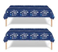 2Pcs Navy Blue Happy 70th Birthday Party Table Cloth,137*274cm Plastic 70th Birthday Table Decorations for Men Women Birthday Table Cloth Disposable Tablecover for 70th Him,Her Birthday Gifts Party