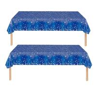 2pcs Navy Blue Shiny Glitter Diamond Table Cloth Party Plastic Tablecloths,137*274cm Large Sequin Printed TableCloth Dinner Tablecover for Boys Kids Adults Birthday,Wedding Xmas Blue Party Decorations