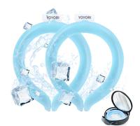 2PCS Neck Cooling Tube with Cold Insulated Bag,Neck Cooling Wraps,Reusable Ice Neck Ring Wearable Body Cooling Products for Summer Heat (Blue*2)
