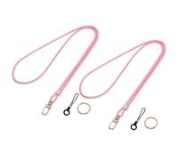 2pcs Neck Strap Badge Lanyards with Metal Key Rings and Lanyard Phone Ring, Lanyards for ID Badge, Tags Badge Holders with Swivel Hook Ideal for Staff Student Doctors Visitors (Pink)