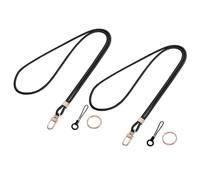 2pcs Neck Strap Badge Lanyards with Metal Key Rings and Lanyard Phone Ring, Lanyards for ID Badge, Tags Badge Holders with Swivel Hook Ideal for Staff Student Doctors Visitors (Black)