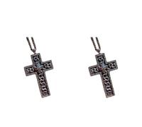 2pcs Necklace Game, Antique Cross Pendant with Secret Compartment Pendant Necklace Handmade Fashion Jewelry Easter Gifts, Character Ten Shaped Pendants Necklaces 3D Metal Design Charm