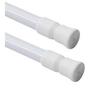 2pcs Net Curtain Rod Extendable Diameter 13mm 30 to 45cm Adjustable White Small Easy Use Tension Rods for Door Curtains Cupboard Bars Windows Bookshelf Wardrobe Bathroom Kitchen No Drill