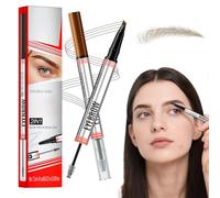 2PCS New Eyebrow Pencil, 2-in-1 Brow Pen and Sealing Brow Gel, with 4-Fork-Tip & Precise Brush-Tip, Create Natural Hair-Like Brows, Last All-Day, Microblading Eyebrow Pen (light brown)