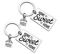 2Pcs New Home Keyring Gift Sweet Home Gift for Couple New House Keyring Housewarming Gift for New Homeowner Moving in Key Chain Real Estate Gifts from Agent for Client Family Keychain Gift