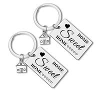 2Pcs New Home Keyring Housewarming Gift for New Homeowner House Keyring Sweet Home Gift for Couple Friend Moving in Key Chain Real Estate Gifts from Agent for Client Family Keychain