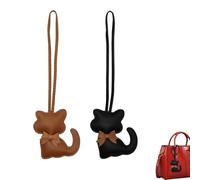 2Pcs New Kitten PU Leather Cat Bag Charm, Cute Cat Purse Handbags Charm Keychains Gifts Cartoon Kitten Designs, Leather Backpack Decorations Supplies Stylish Women Accessories for Handbags & Backpack