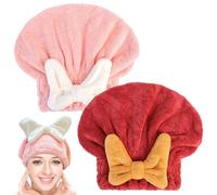 2PCS New Super Absorbent Hair Towel Wrap for Wet Hair, Microfibre Hair Towel Wrap, Super Absorbent Hair Turban Towel, Rapid Drying Hair Towel, Elastic Dry Hair Towel for Curly, Long, Wet Hair (C)