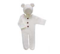 2pcs Newborn Photography Props Outfits Mohair Bear Hat & Footed Romper for Baby Photo Bodysuit Photo Lovely Photography Boys Girls Outfits Mohair Bear Hat Bonnet & Footed Romper Bodysuit Photoshoot