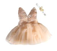 2Pcs Newborns Photography Costume Set Including Large Butterfly Tulle Dress & Matching Hairband Elastic Headwear Props