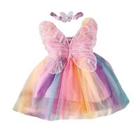 2Pcs Newborns Photography Costume Set Including Large Butterfly Tulle Dress & Matching Hairband Elastic Headwear Props
