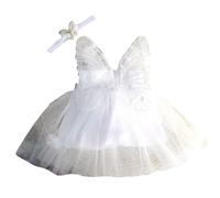 2Pcs Newborns Photography Costume Set Including Large Butterfly Tulle Dress & Matching Hairband Elastic Headwear Props