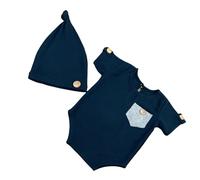 2Pcs Newborns Photoshoots Bodysuit Set Short Sleeves Crawling Clothes with Hat Comfortable Fit for Growth First Year Anniversary Baby Outfit