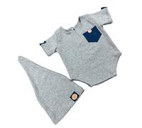 2Pcs Newborns Photoshoots Bodysuit Set Short Sleeves Crawling Clothes with Hat Comfortable Fit for Growth First Year Anniversary Baby Outfit