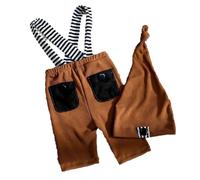 2Pcs Newborns Strapped Pants with Hat Photography Props Set Soft Knotted Bonnet & Overall Pants for Baby Photoshoots