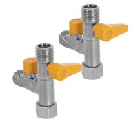 2pcs Nickel Plated Brass G1/2 Tee Diverter Valve for Water Lines | Dual Lever Handles, 360 Degree Swivel Joint, Right Angle Layout, under Sink Use, Glossy Finish