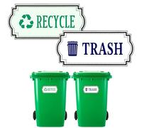 2PCS Night Glow Trash Recycle Stickers, Bin Stickers for Wheelie Bins, Self-Adhesive Trash Can Decal, Indoor Outdoor Sorting and Organization for Home & Office Water-Resistant Glow-in-The-Dark