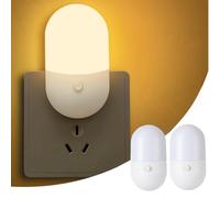 2Pcs Night Lights with Photocell Sensor,Night Lights Plug in Wall with 5 Levels and 3 Modes,Energy-saving Ni/ght Lig/hts for Safety Lighting,Ideal for Staircases Bedrooms,Automatic Darkness Activation