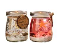 2pcs Night's Sleep Scented Candle,Ocean Theme Gel Candle in Glass Jar,Jelly Candle with a Card, Transparent 3.14 inch Aromatherapy Candle, Candles for SPA Yoga Relaxation (Pink *1+ red *1)