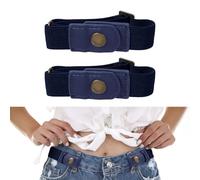 2pcs No Buckle Belts,Quick Release Comfort Not Tight Belt, Unisex Invisible Adjustable Elastic Waist Belt for Jeans Pants(Blue)