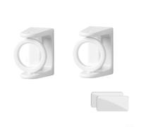 2pcs No Drill Curtain Rod Holder Hooks Adjustable Transparent Brackets For Bathroom Kitchen Shower Rail Glass For Tile Wall Mount White And Clear Plastic Fixing Clips Set Of Two(White)