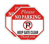 2pcs No Parking Signs Keep Gate Clear Signage Alu Safety Panel for Communities, Car Parks, Industrial Areas, School Entrances etc, 30x30cm(Red)