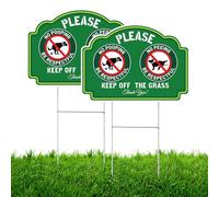 2pcs No Pooping or Peeing Dogs Sign, 14x10 Inch Double Sided Printing Be Respectful Keep Off The Grass Signs Clean Up After Your Dog No Poop and Pee for Outdoor Yard Lawn Garden