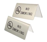 2pcs No Smoking Tabletop Signs Stainless Steel Public Signboard with Sleek Minimalist Design for Offices and Hotels, and Enforces Policy