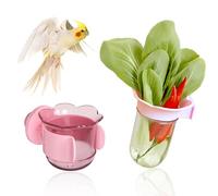 2Pcs No-Spill Bird Cage Feeder Combo - Bird Bowls& Veggie Cup with Clamp, Quick-Clean Design, Cockatiel Cage Accessories for Parrots, Lovebirds & Small Animals (Pink)