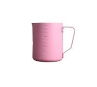 2pcs Non-Stick Coating Frothing Pitcher Milk Cup with Scale, Coffee Barista Craft Latte Cream Froth Jug(600ml-pink)
