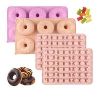 2Pcs Non-Stick Doughnut Mould, 6 Cavity Dishwasher & Microwave Safe Silicone Donut Tray, 2Pcs 54 Cavity BPA Free Gummy Bear Moulds, Bagels Baking Pan, Flexible Donut Baking Mold for Muffin Cupcake