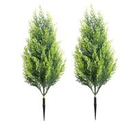 2Pcs Norfolk Pine Tree, 20 Inch Norfolk Pine Christmas Tree with Ground Spike for Porch, Pathway, Garden, Outdoor Indoor