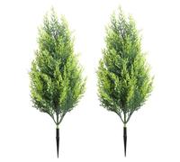 2Pcs Norfolk Pine Tree, 20 Inch Norfolk Pine Christmas Tree with Ground Spike for Porch, Pathway, Garden, Outdoor Indoor