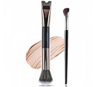 2PCS Nose Contour Brush Set - Includes 2-in-1 U-Shaped and Fluffy Brush. Angled Tilt Design for Effortless Nose Defining & Highlighting. Perfect for Seamless Makeup Application