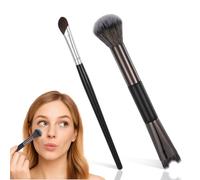 2Pcs Nose Contour Brushes, 2-In-1 U-Shaped Brush and Fluffy Brushes Mini Nose Contour Brush Angled Tilt Set for Sculpting and Defining Blending Buffing with Liquid Cream and Powder Cosmetic